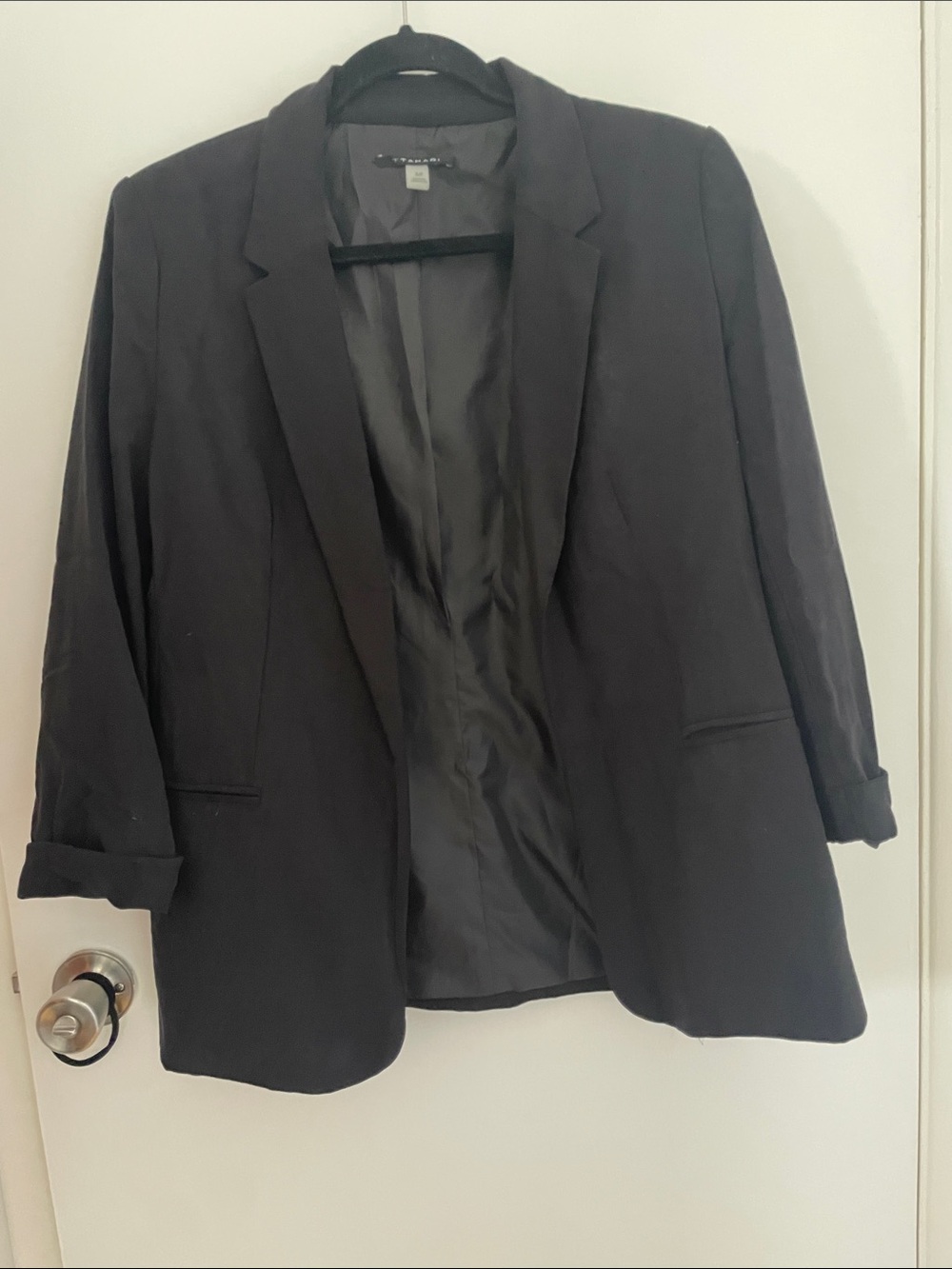 T Tahari Black Open-Front Blazer